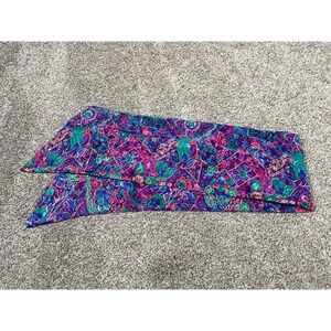 Vintage Womens Scarf Retro Jewel Tones Satin Head Purse Abstract Geometric Tie